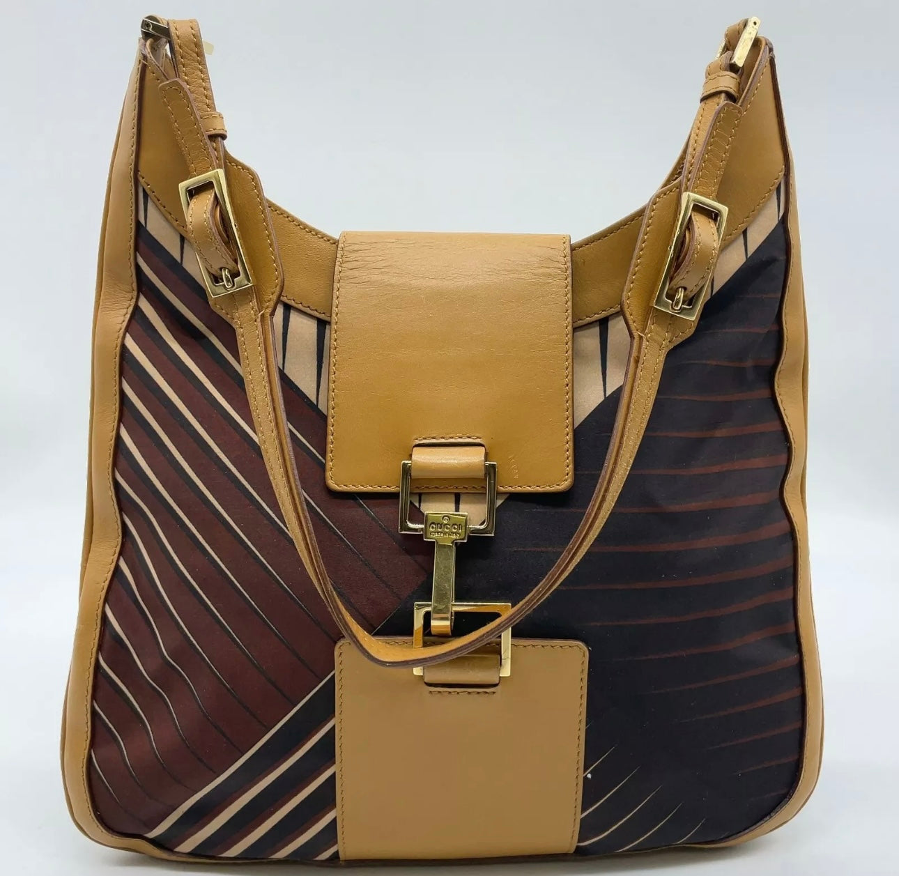 Gucci Jackie Geometric Striped Shoulder Bag
