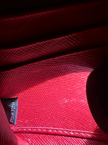 Pre Loved Prada Large Saffiano Fiery Red Leather Zippy Leather Wallet