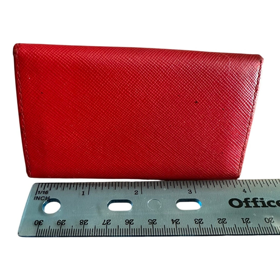 Pre Loved Prada Red Bow Saffiano Leather 6 Ring Keyholder