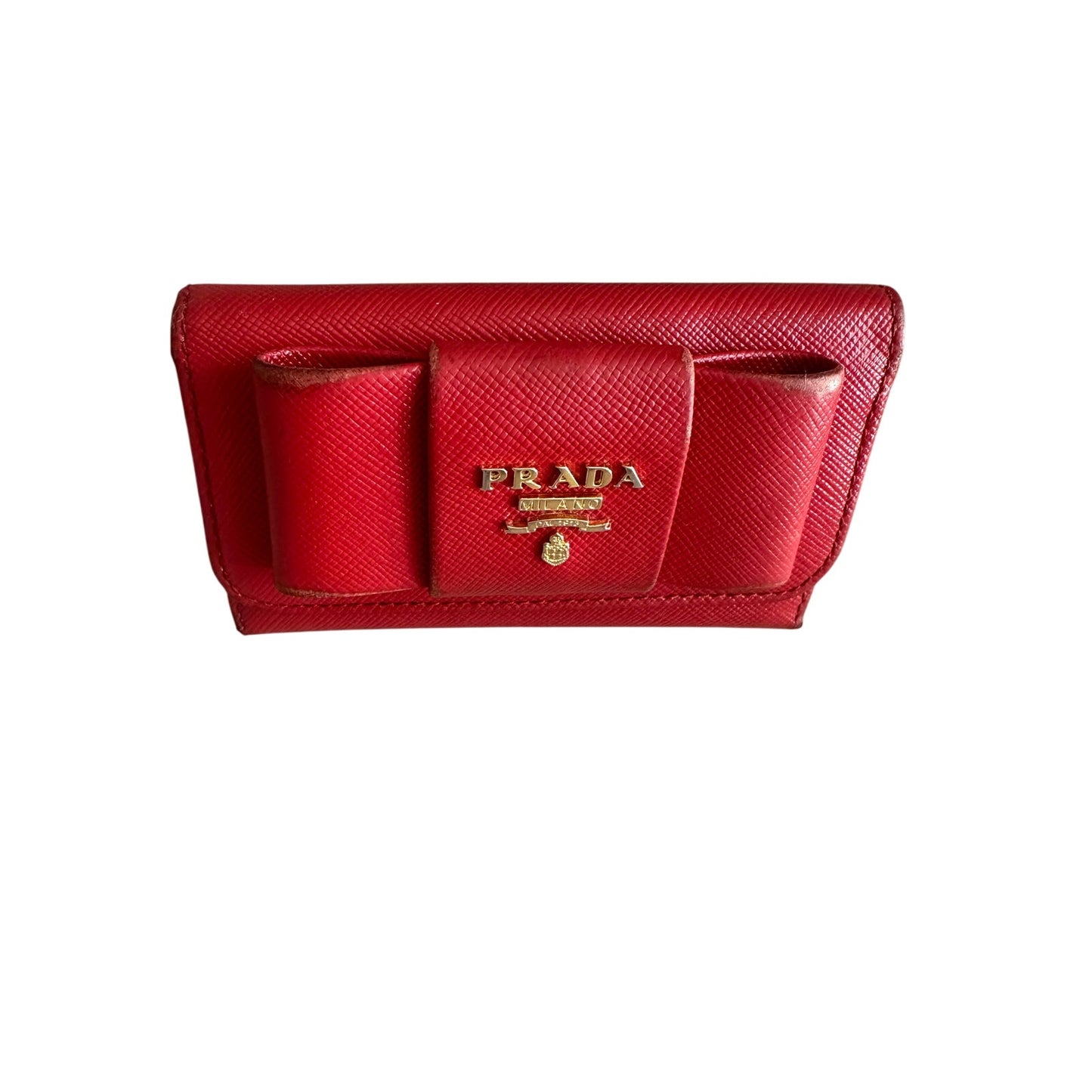 Pre Loved Prada Red Bow Saffiano Leather 6 Ring Keyholder