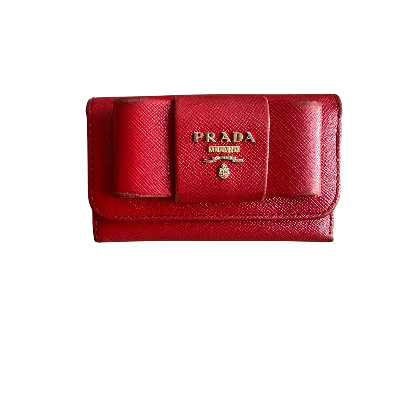 Pre Loved Prada Red Bow Saffiano Leather 6 Ring Keyholder